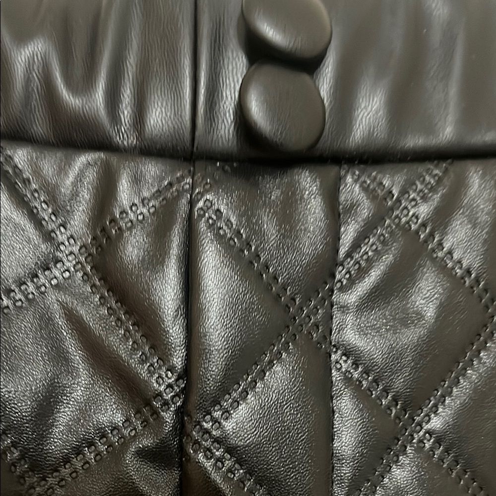 Fashion Nova Peyton Quilted Jogger Black Faux Leather High Waisted Pants Modern - Picture 6 of 16